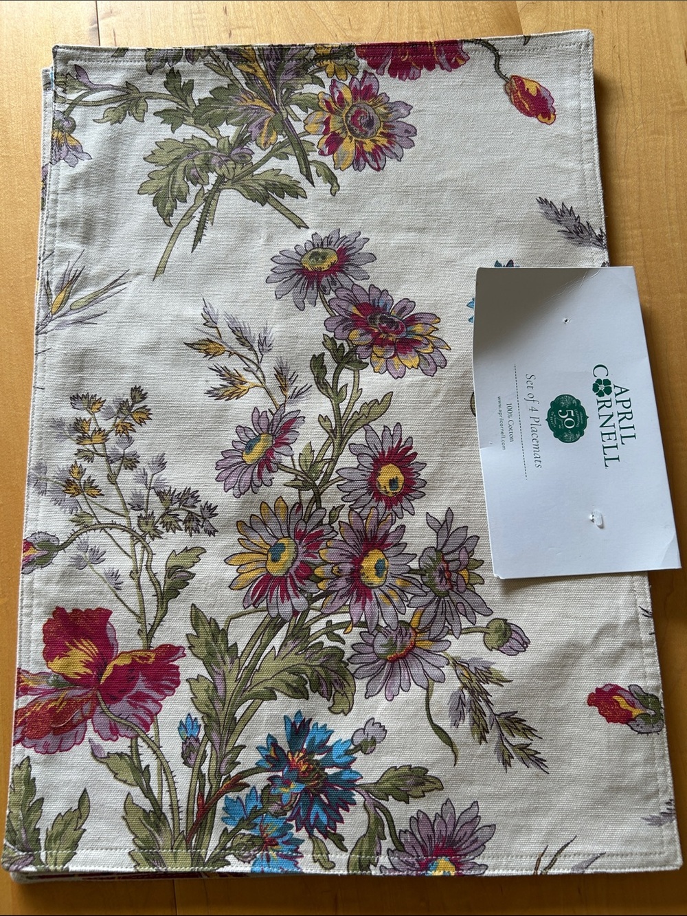 NEW April Cornell Floral Placemats Set of 4 NWT 100% Cotton Summer Brunch Lunch